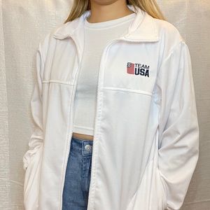 White Olympics Windbreaker Zipup